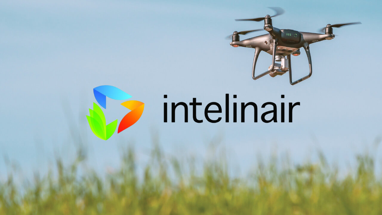 Intelinair drone delivering same-day crop intelligence, powered by MASV for fast data transfer.