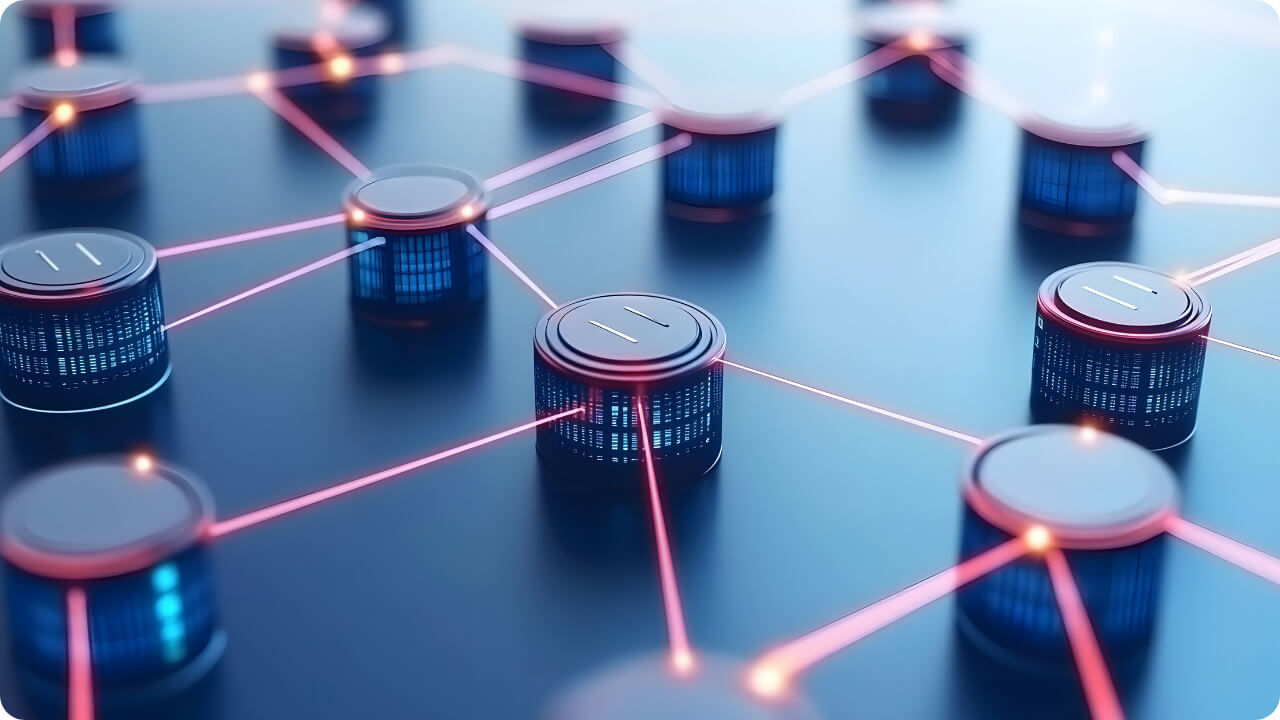 Managed File Transfer (MFT) network illustration. Secure data transfer visualization.