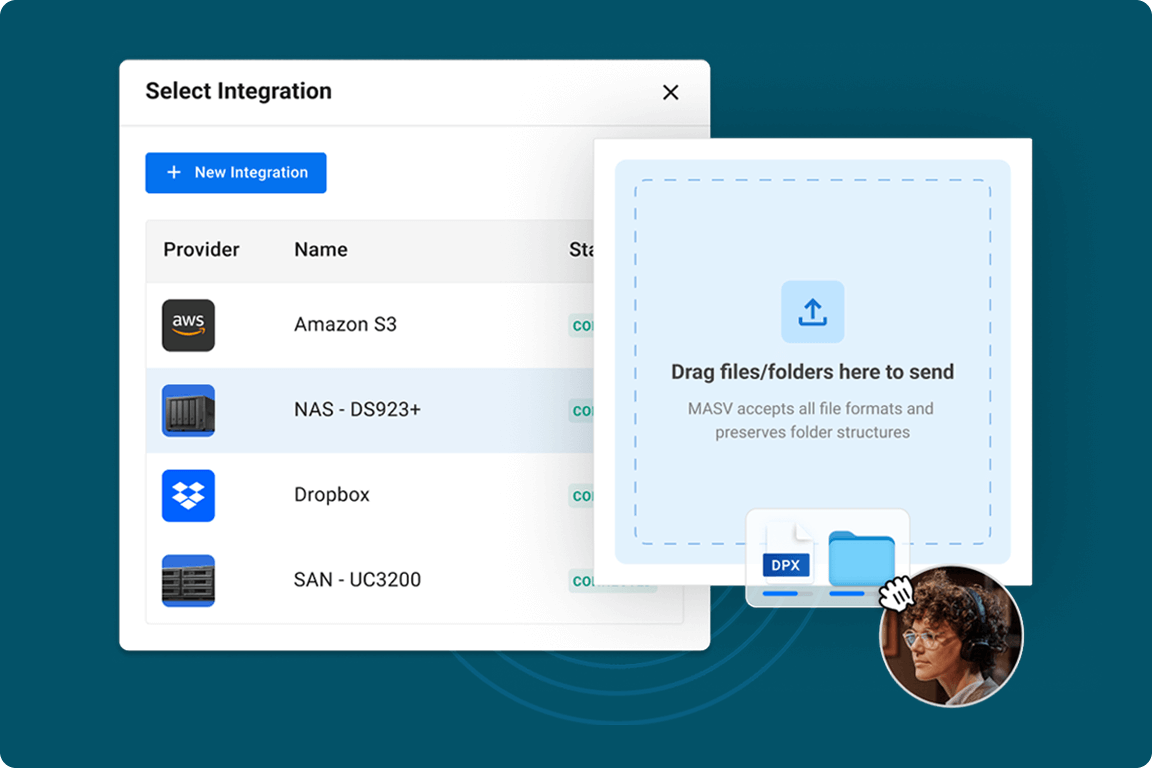 Teams from around the world can upload to shared storage using a MASV upload Portal