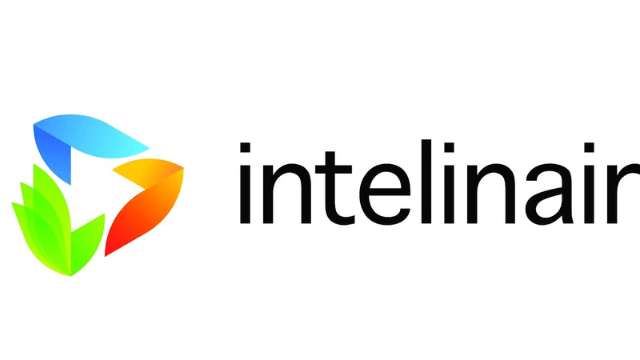 Intelinair logo. Crop intelligence for same-day insights. Partnered with MASV for fast data delivery.