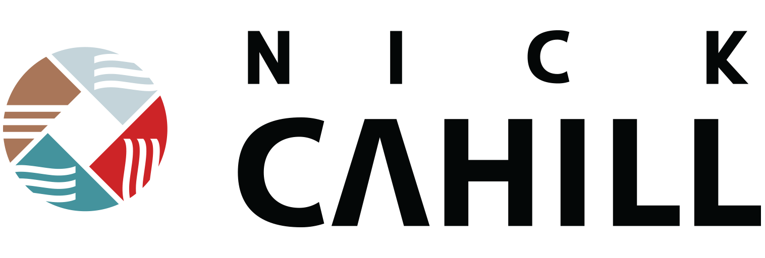 Nick Cahill logo. Filmmaker logo for video production and film transfer services.