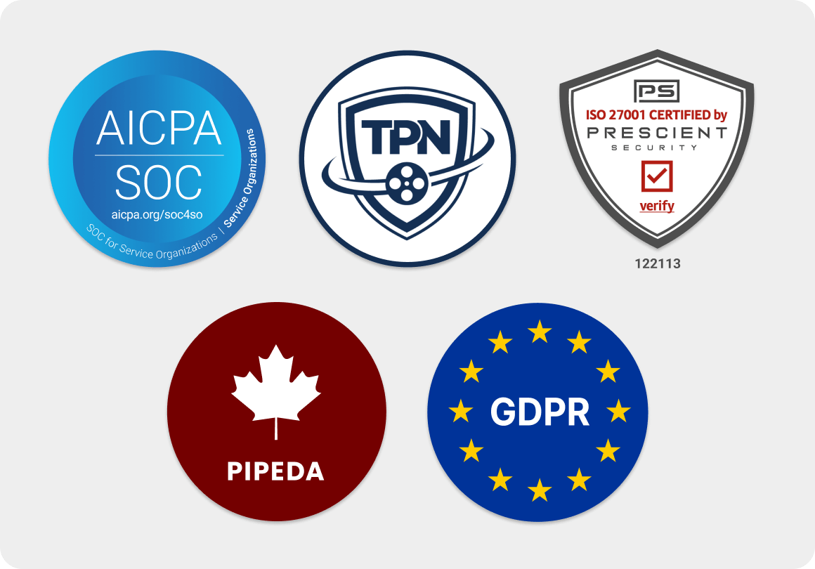 MASV is TPN, ISO, SOC 2, GDPR, PIPEDA compliant