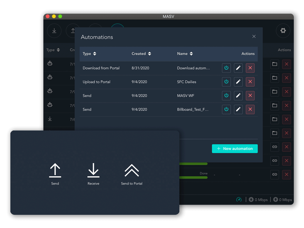 MASV Watch Folders UI elements